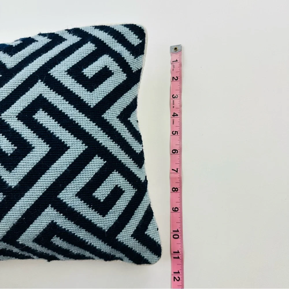 Williams Sonoma Interlock Geometric Greek Key Wool Needlepoint Accent Pillow